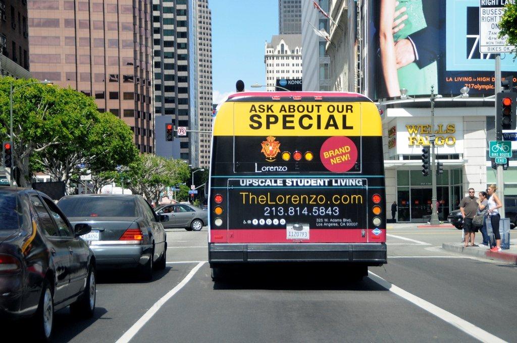 Downtown Los Angeles Bus Advertising Campaign for AMLI's Lex on Orange